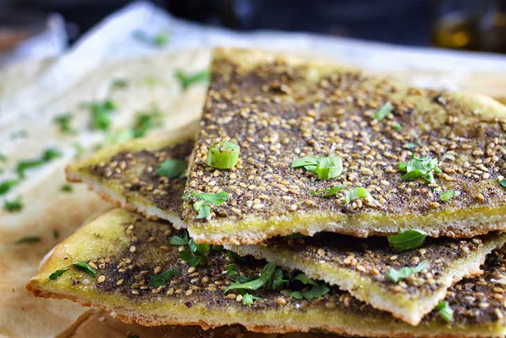 Manakish Zaatar spiced pita bread