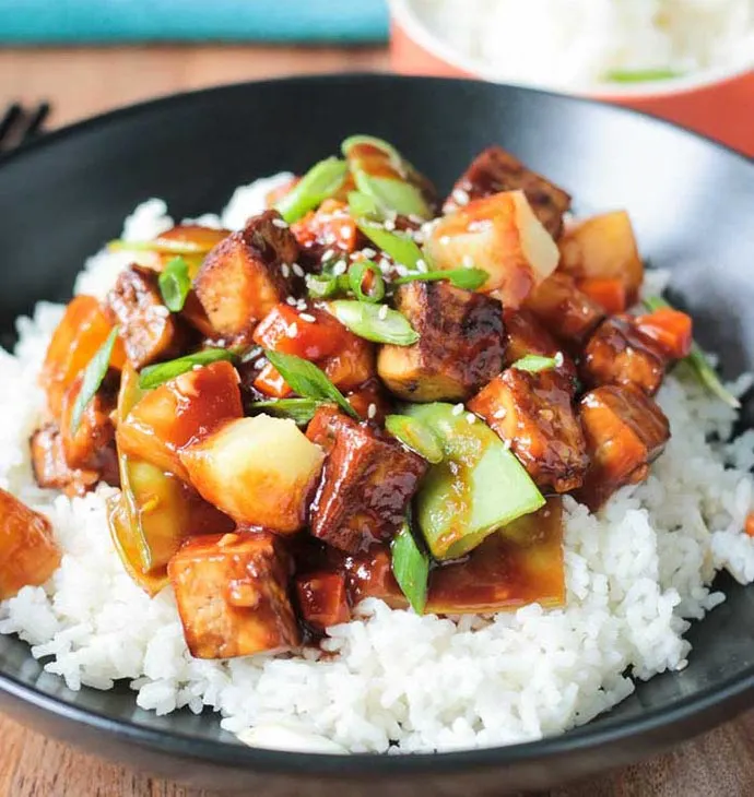 pineapple stir-fry with baked tofu