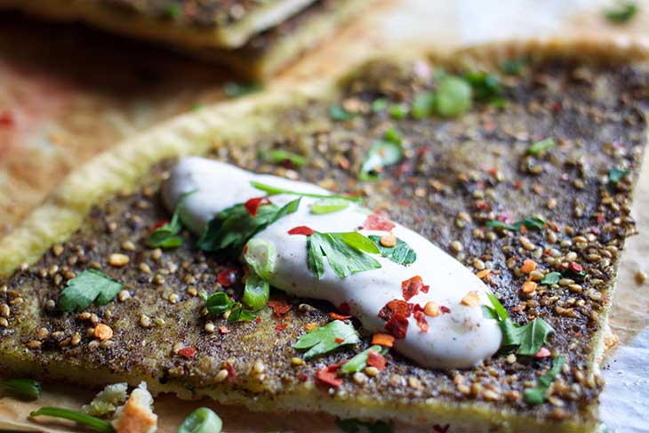 vegan Manakish Zaatar spiced pita bread