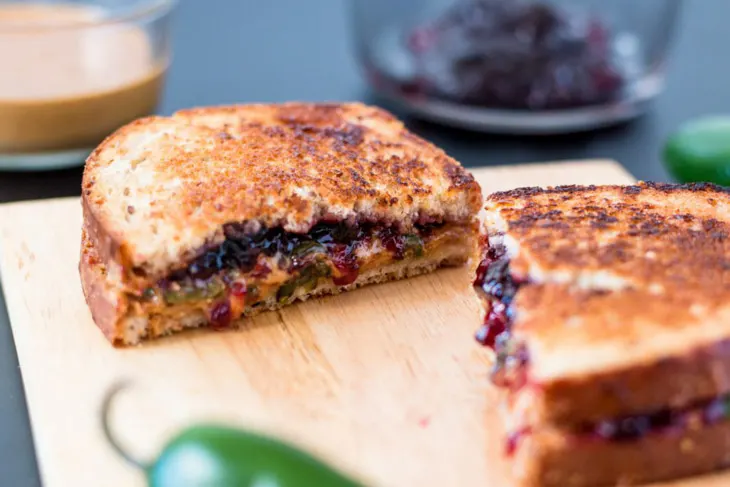 PBJ peanut butter jelly jalapeno sandwich