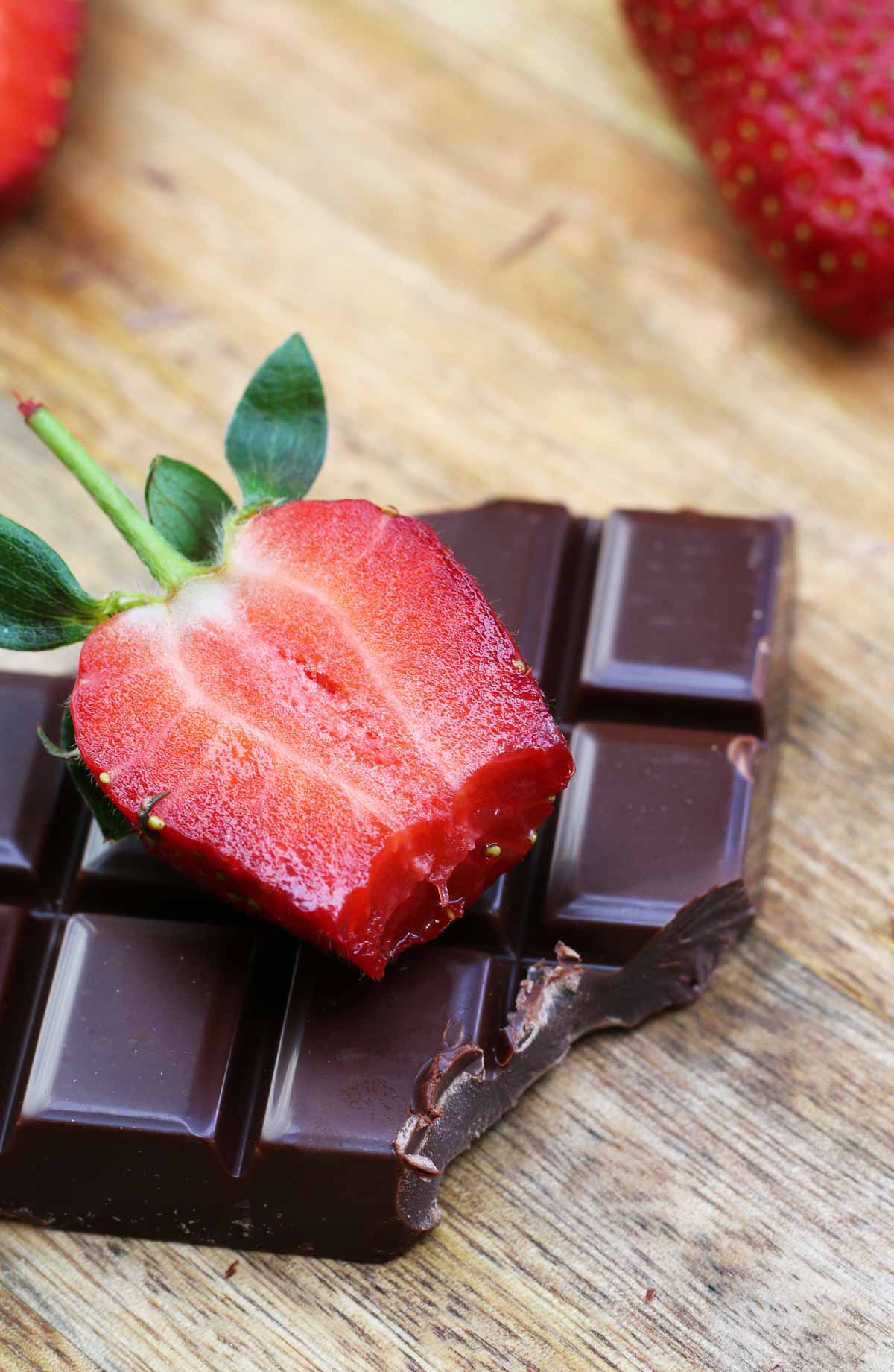 strawberries and dark chocolate