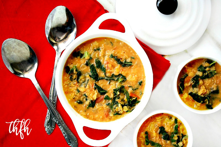 creamy red lentil and kale soup