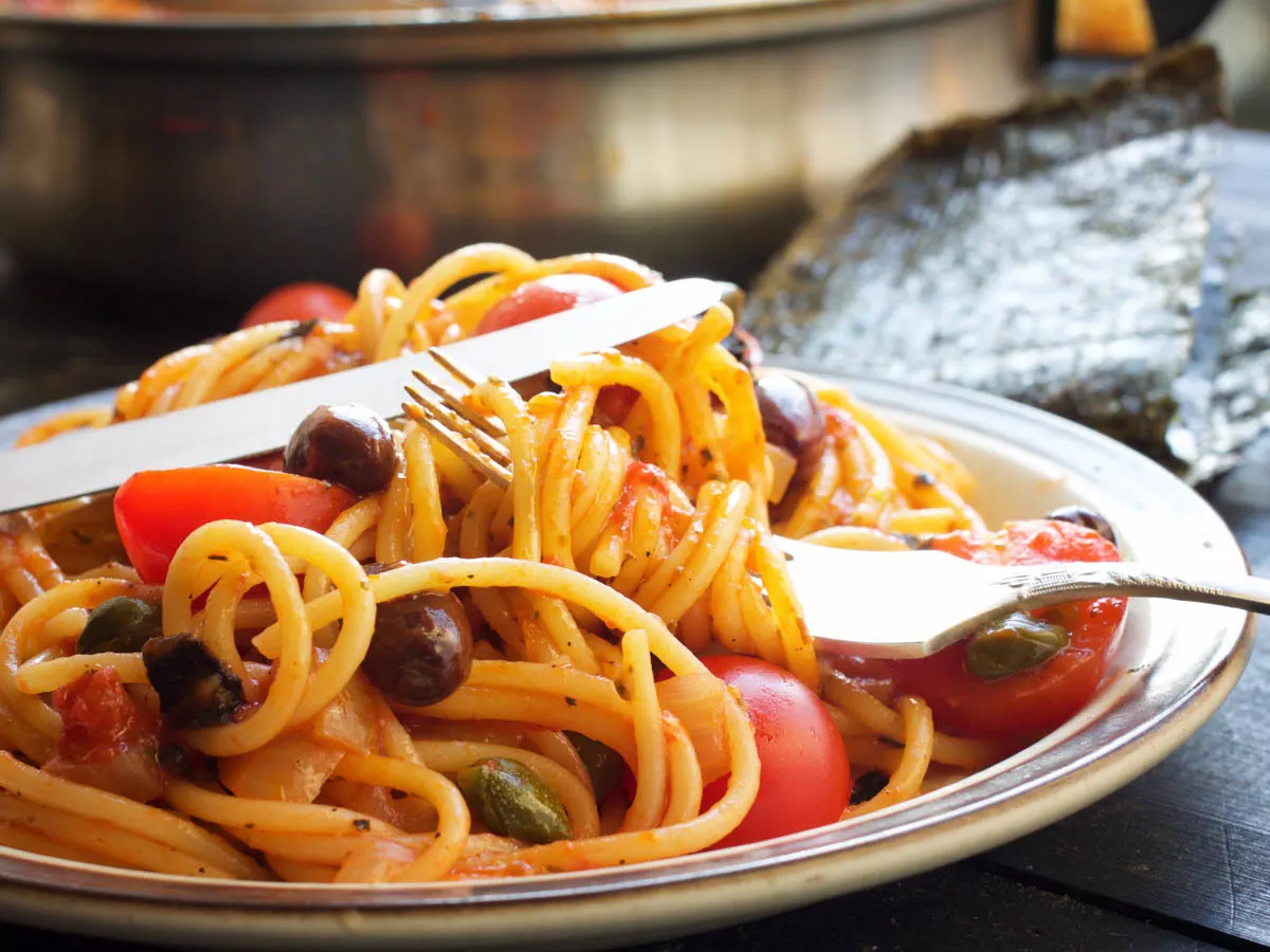 Spaghete alla Puttanesca vegane