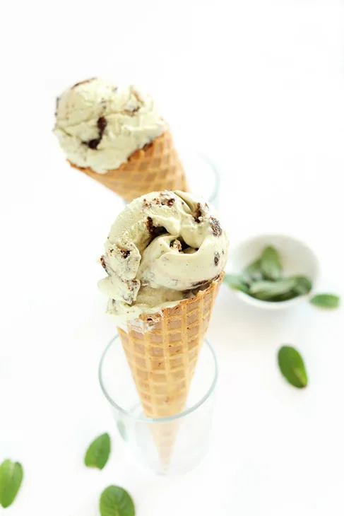 Creamy Vegan Mint Brownie Ice Cream
