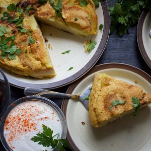 spanish Vegan Potato Tortilla cu cartofi