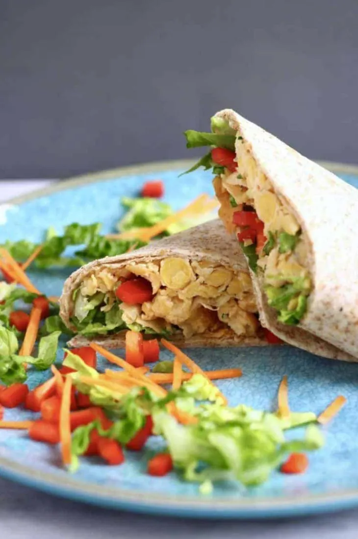 Vegan Chickpea Caesar Salad Wraps