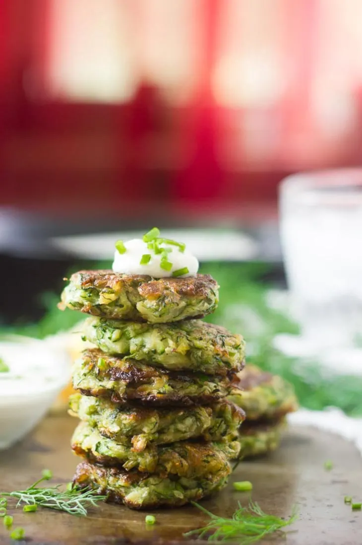 Vegan Zucchini Fritters with Garlic & Dill