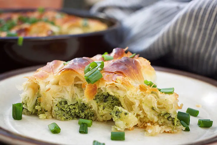 Vegan Spanakopita Greek Spinach Pie recipe with tofu