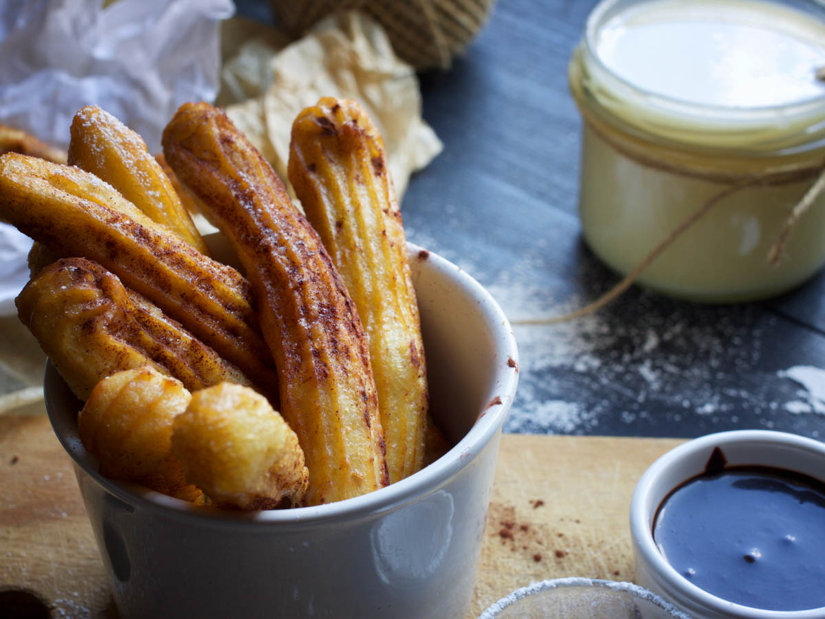 vegan churros with chocolate