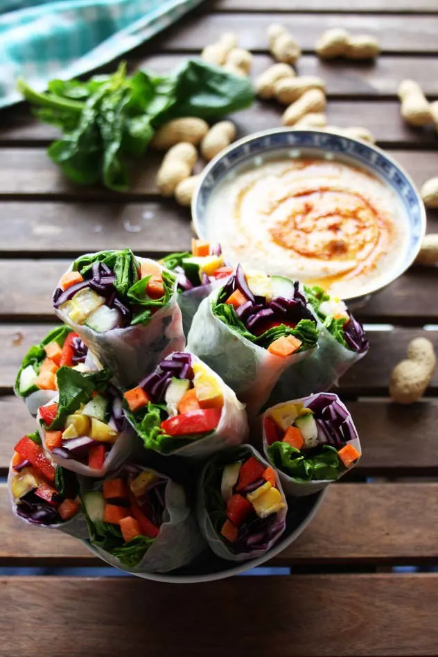 Vegan Spring Rolls with Peanut Sauce