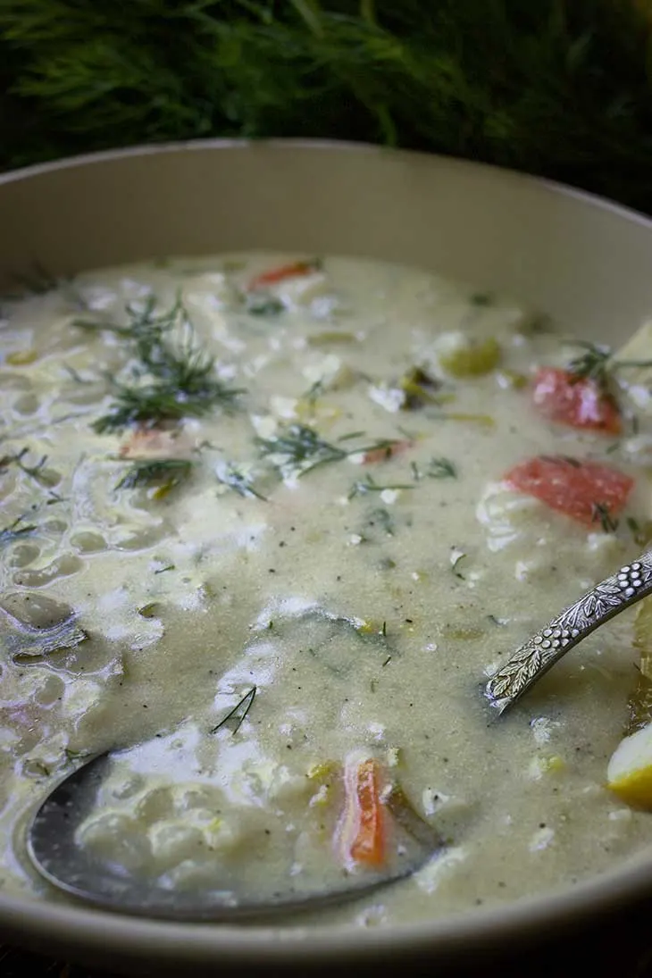 Greek Lemon Rice Soup supa greceasca de post