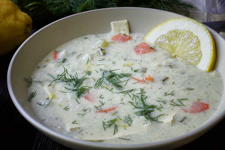 Greek vegan Lemon Rice Soup recipe