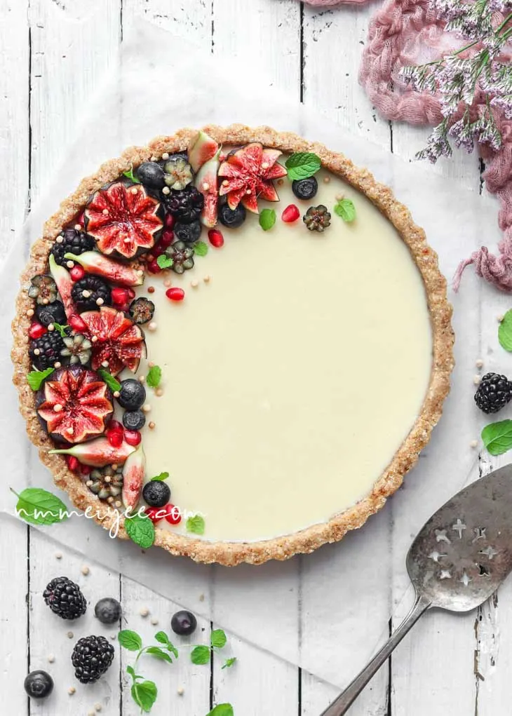 No-Bake White Chocolate Ganache Tart (Vegan, Gluten-Free)