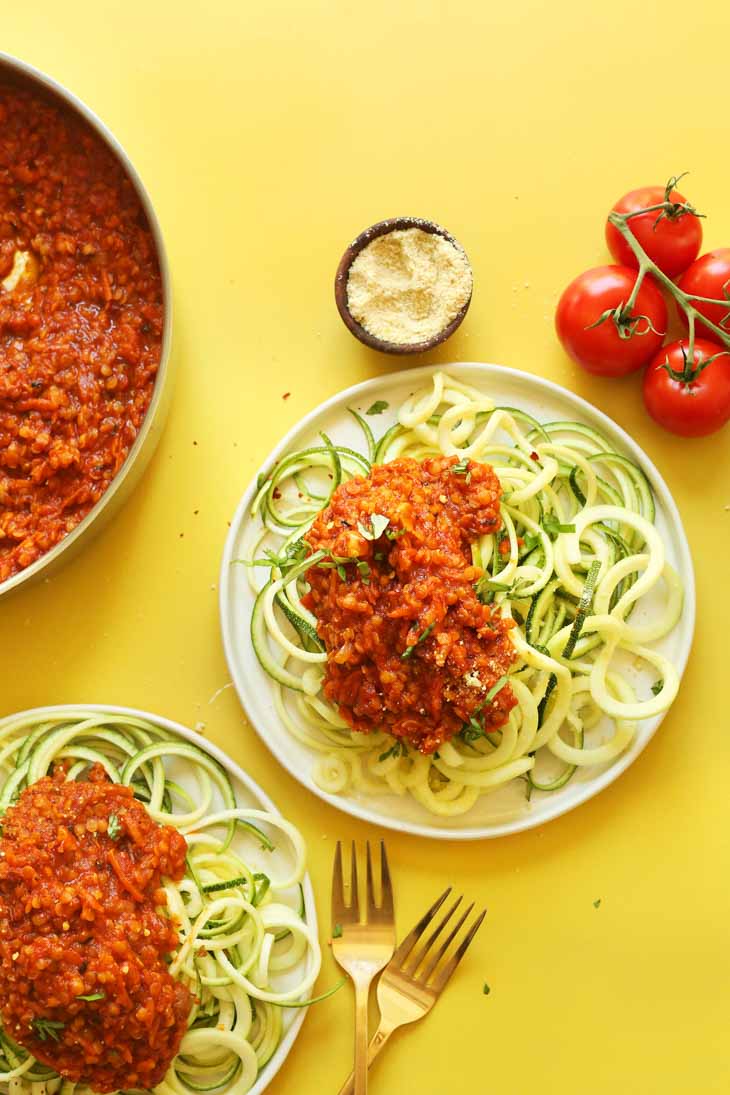 Zucchini Pasta With Lentil Bolognese (30 minutes!)