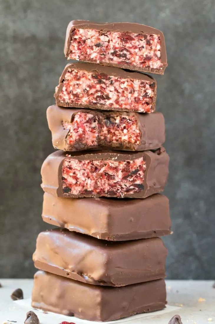 No Bake Paleo Vegan Chocolate Cherry Coconut Bars (Keto, Sugar-Free)