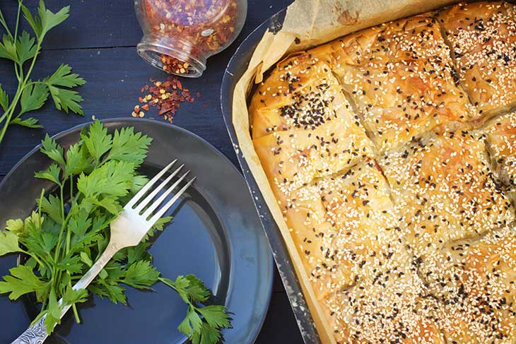 Vegan Greek Eggplant Pie / Melitzanopita Greek cuisine