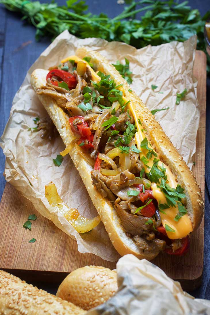 healthy vegan phylly cheesesteak