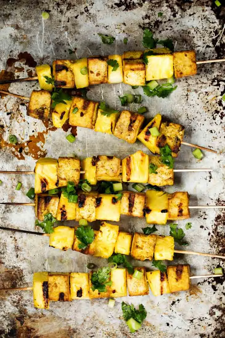 Vegan Turmeric Pineapple Tofu Kabobs