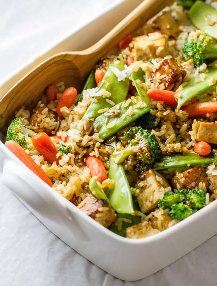 Teriyaki Tofu-Tempeh Casserole for Dinner Meal Prep