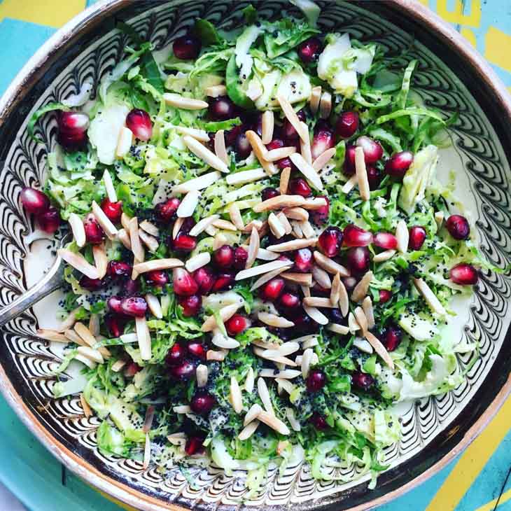 Raw Brussels Sprouts Salad With Poppy Seeds and Pomegranate