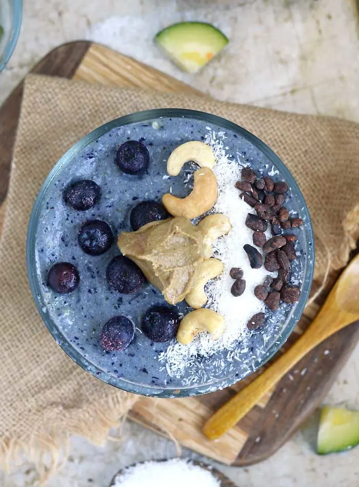 Low-sugar Blueberry Coconut Smoothie Bowl