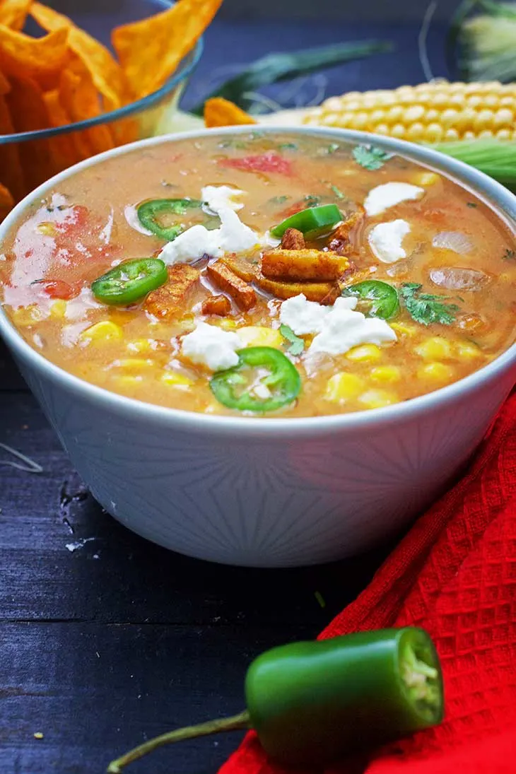 Mexican Sweet Corn Soup with Jalapenos