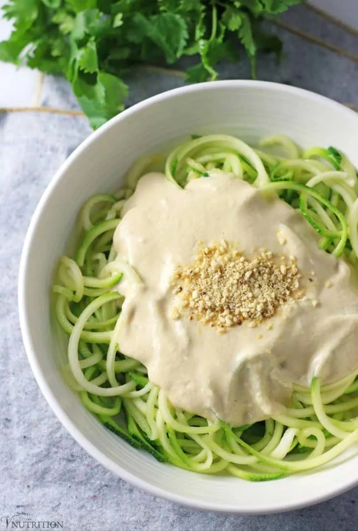 Vegan Zucchini Pasta Alfredo