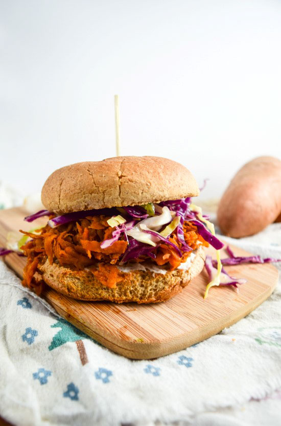 BBQ pulled sweet potato sandwiches