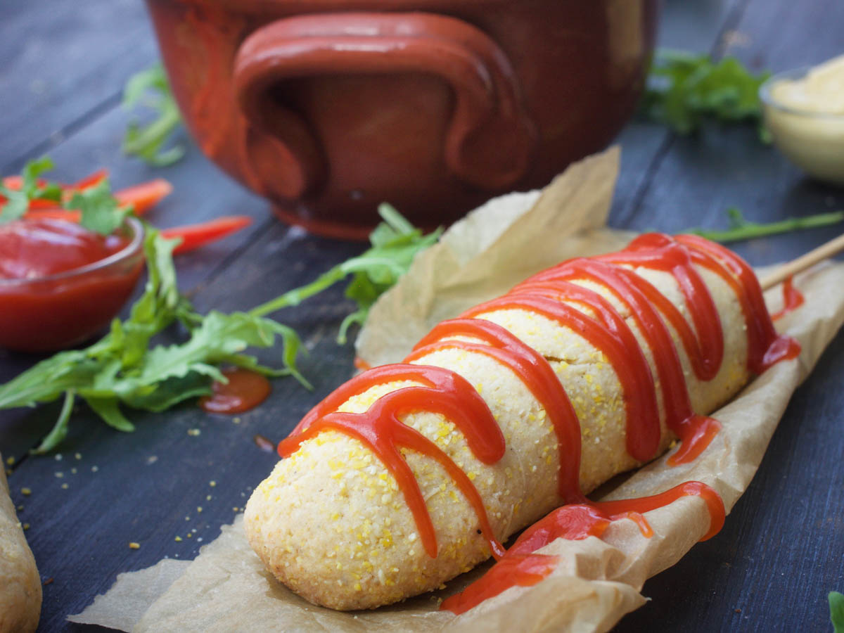 healthy vegan corndogs