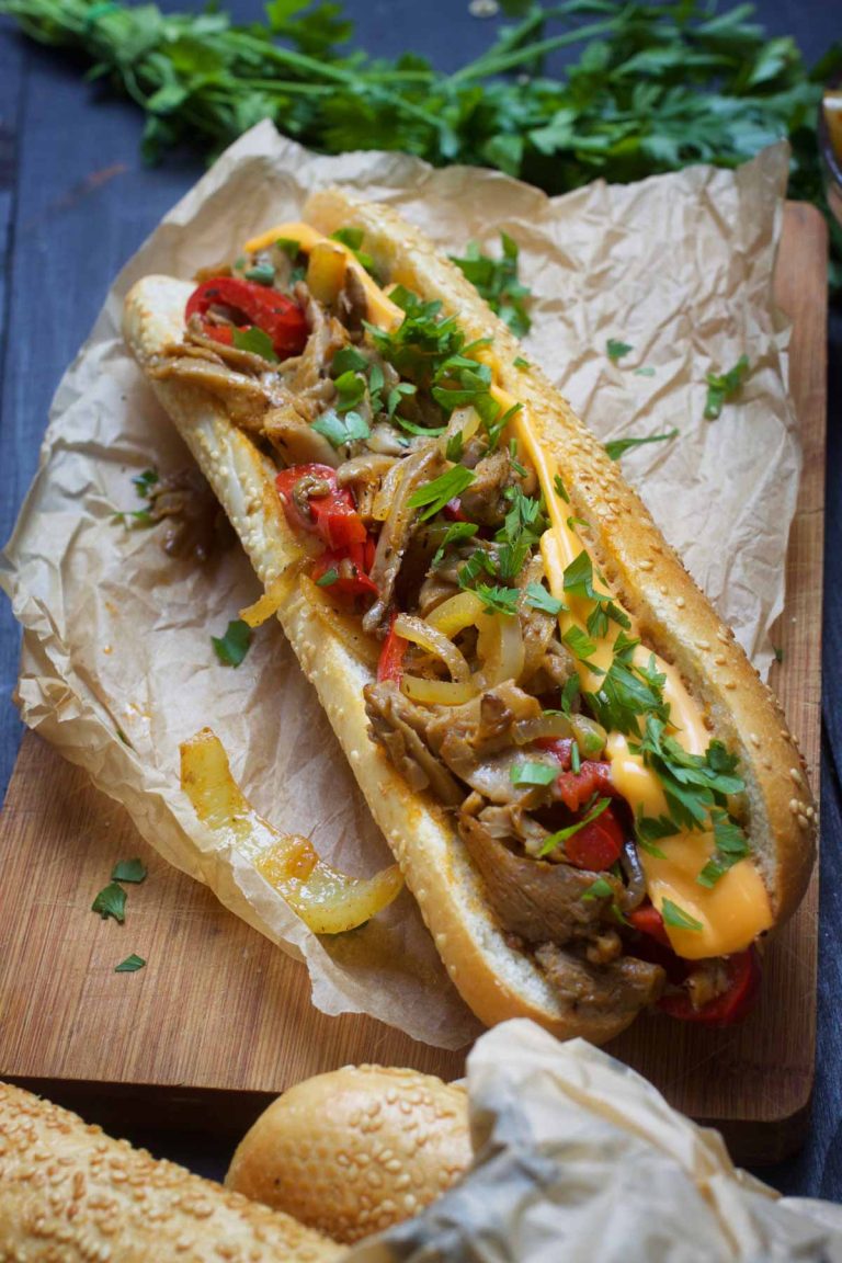 healthy vegan phylly cheesesteak