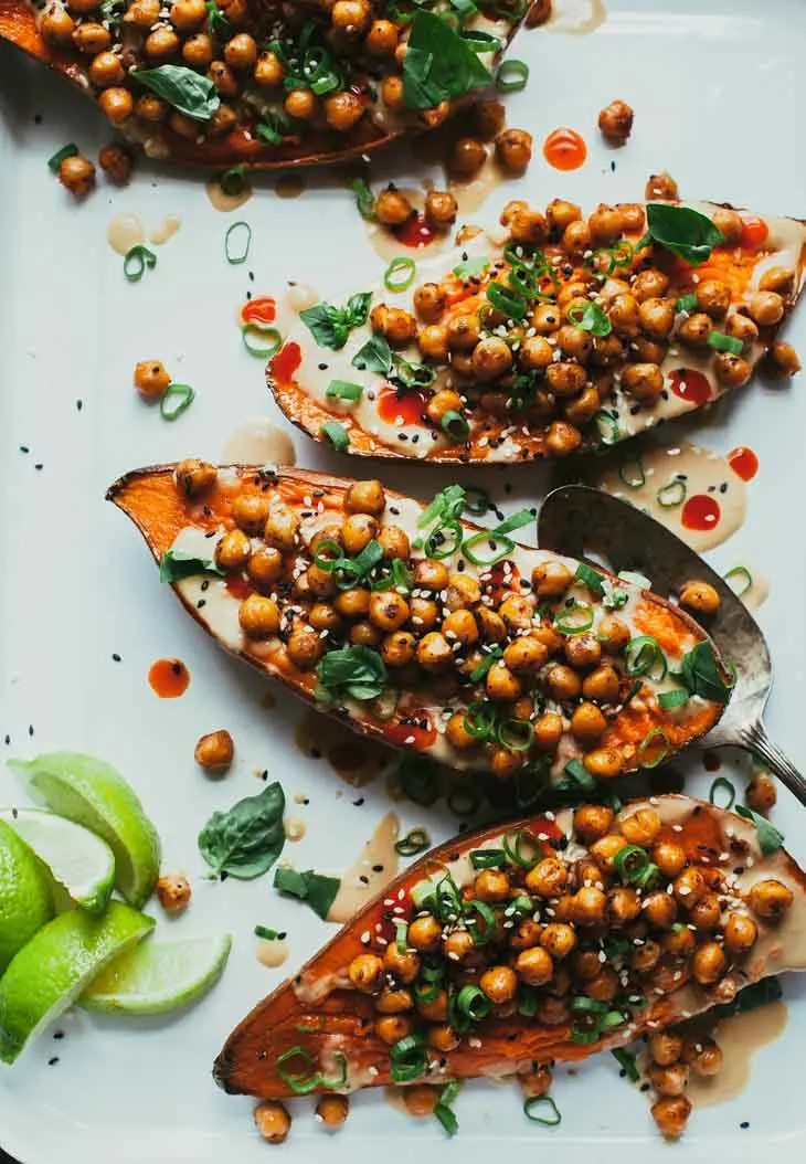 Stuffed & Sauced Sweet Potatoes From "Minimalist Baker's Everyday Cooking"
