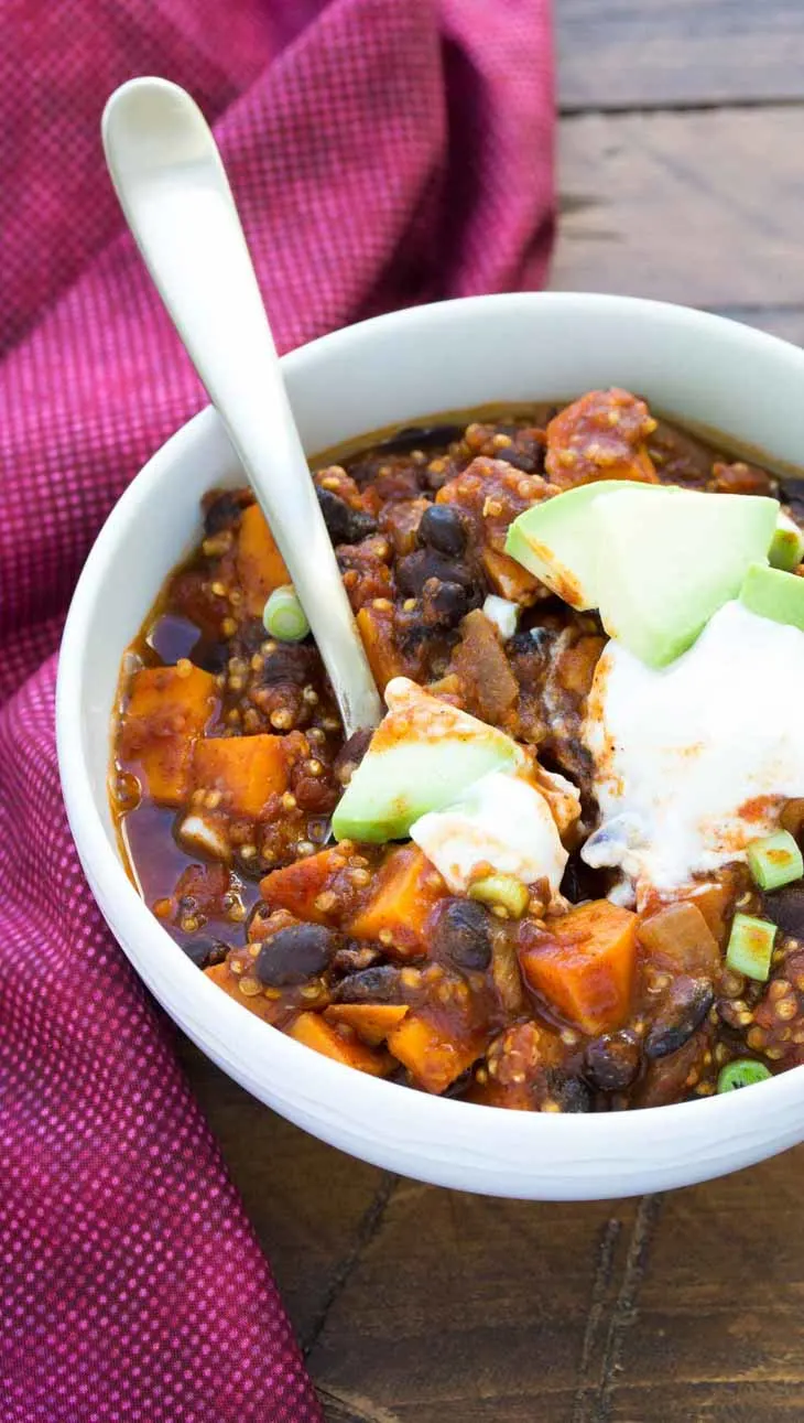 Sweet Potato and Black Bean Chili with Quinoa