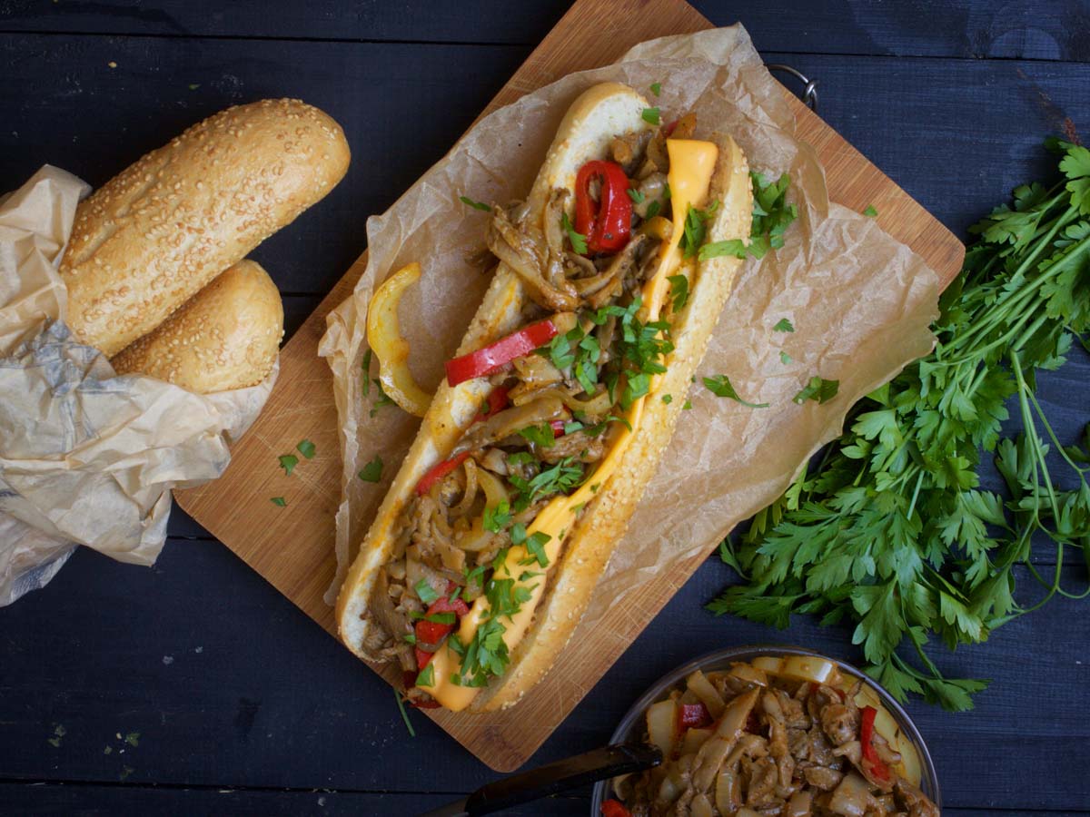 Vegan Philly Cheesesteak Sandwich