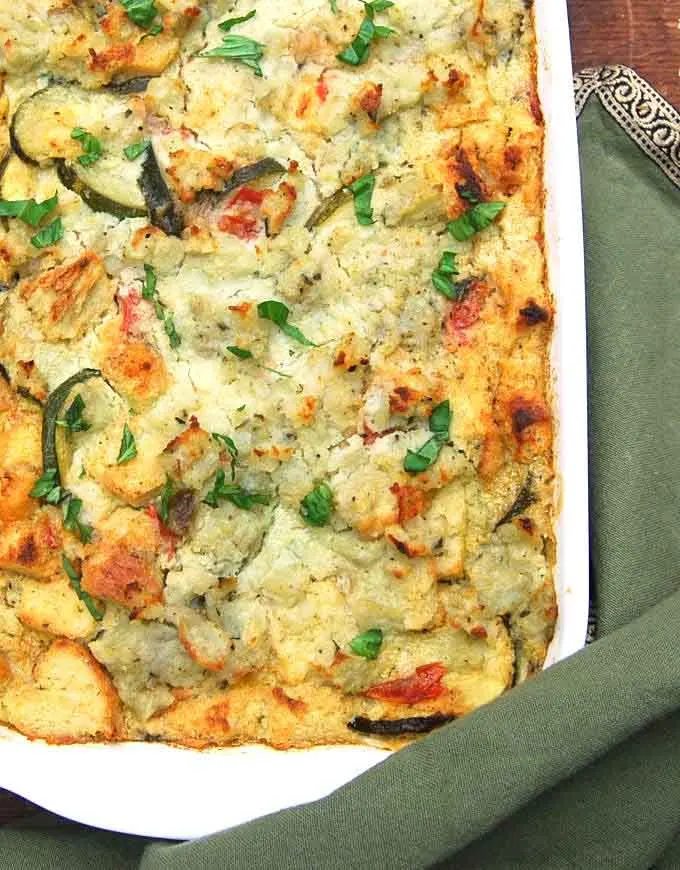 Vegan zucchini breakfast strata