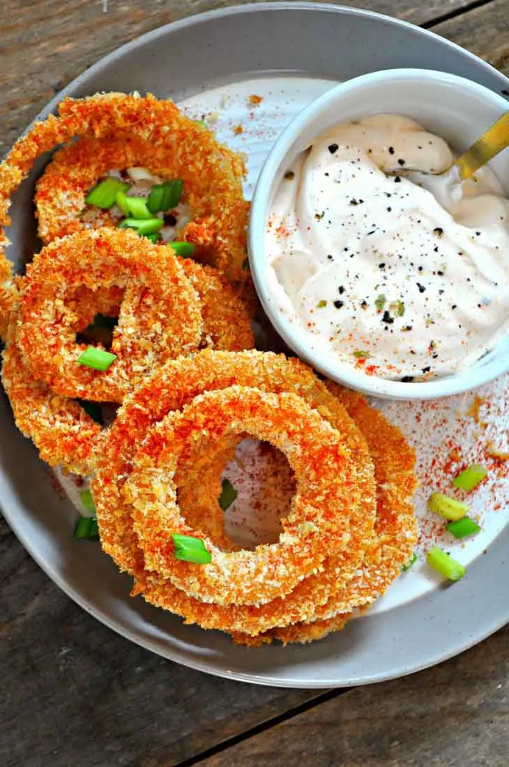 Vegan Buffalo Onion Rings