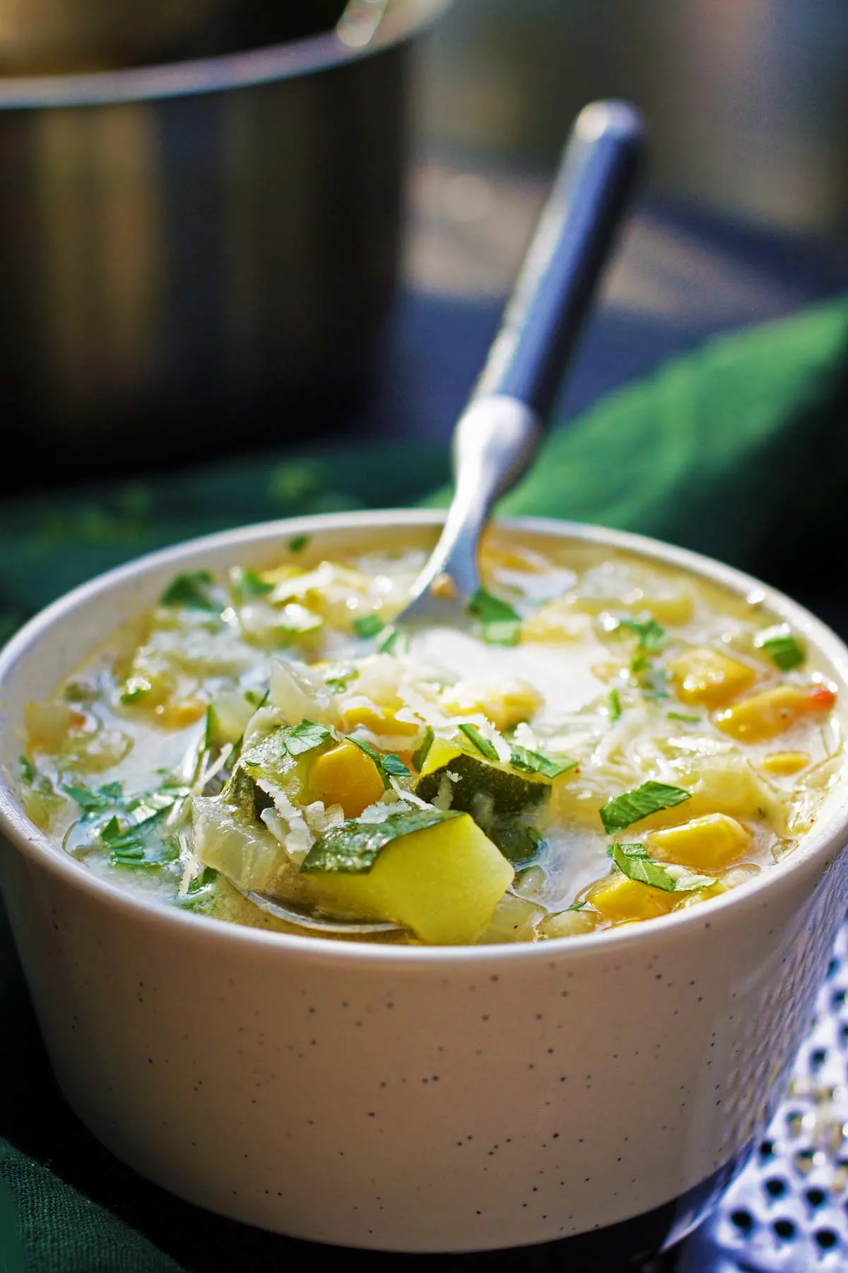 Mexican Zucchini Soup with corn