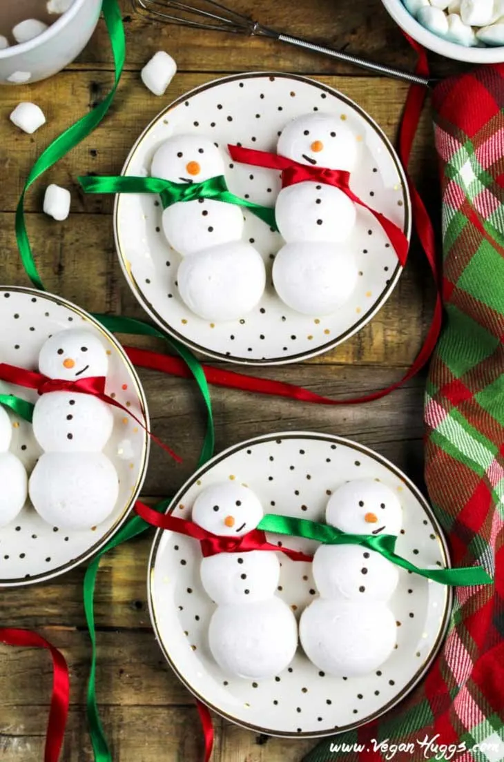 Snowmen Meringue Cookies (Vegan & GF)