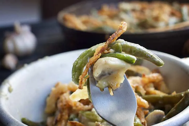 Vegan Green Bean Casserole serving 