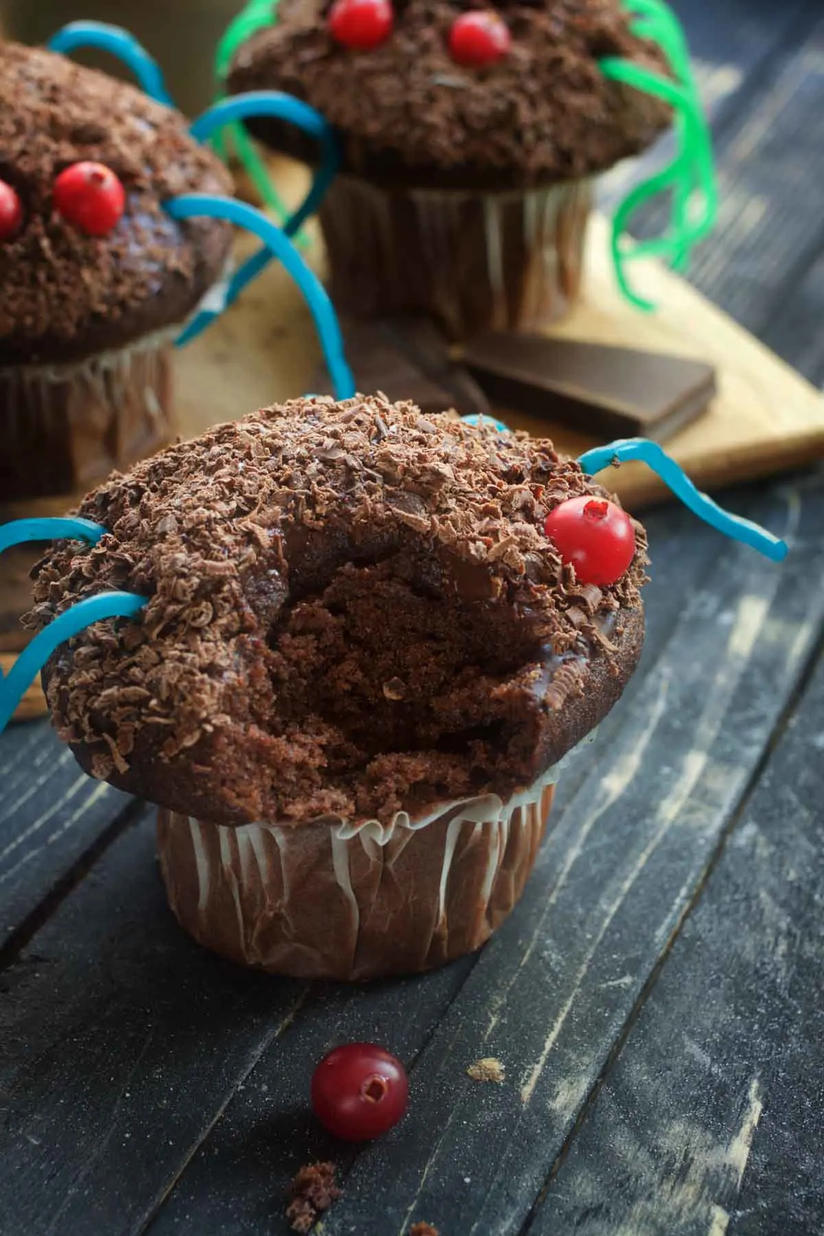 chocolate vegan spider cupcakes