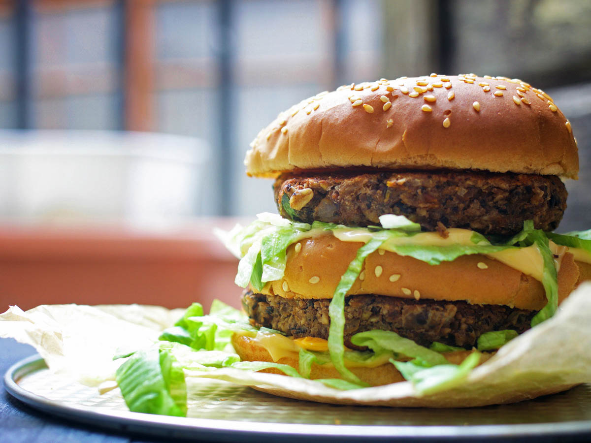 homemade vegan big mac burger