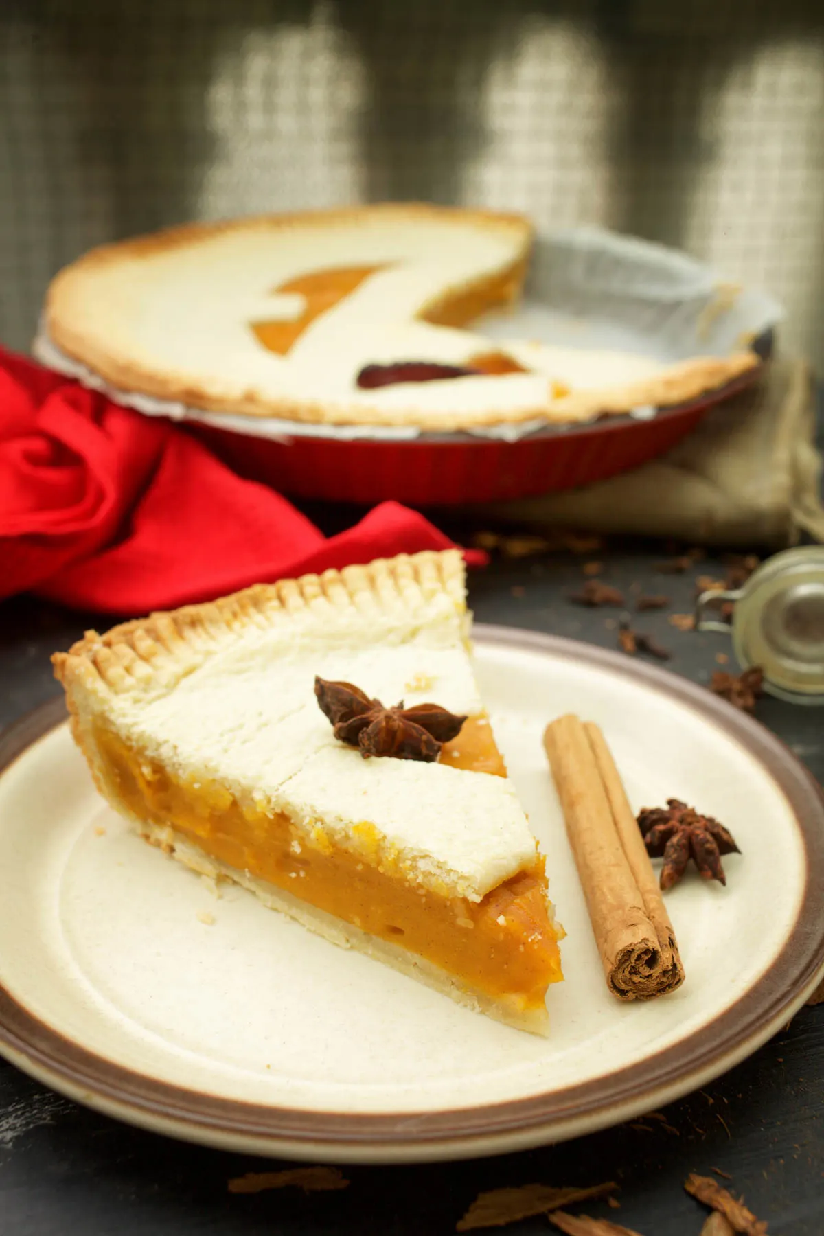 vegan Haloween Pumpkin Pie slice 