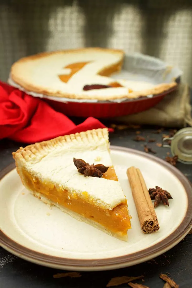 vegan Haloween Pumpkin Pie slice  