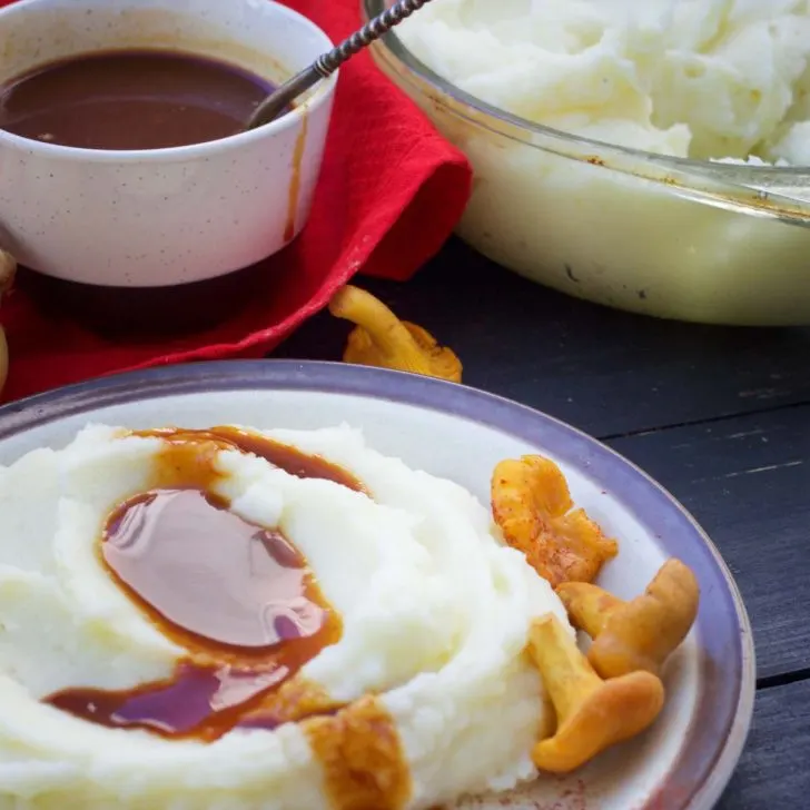 vegan mashed potatoes with gravy sauce