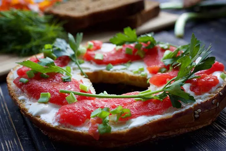 vegan salmon bagel with cream cheese