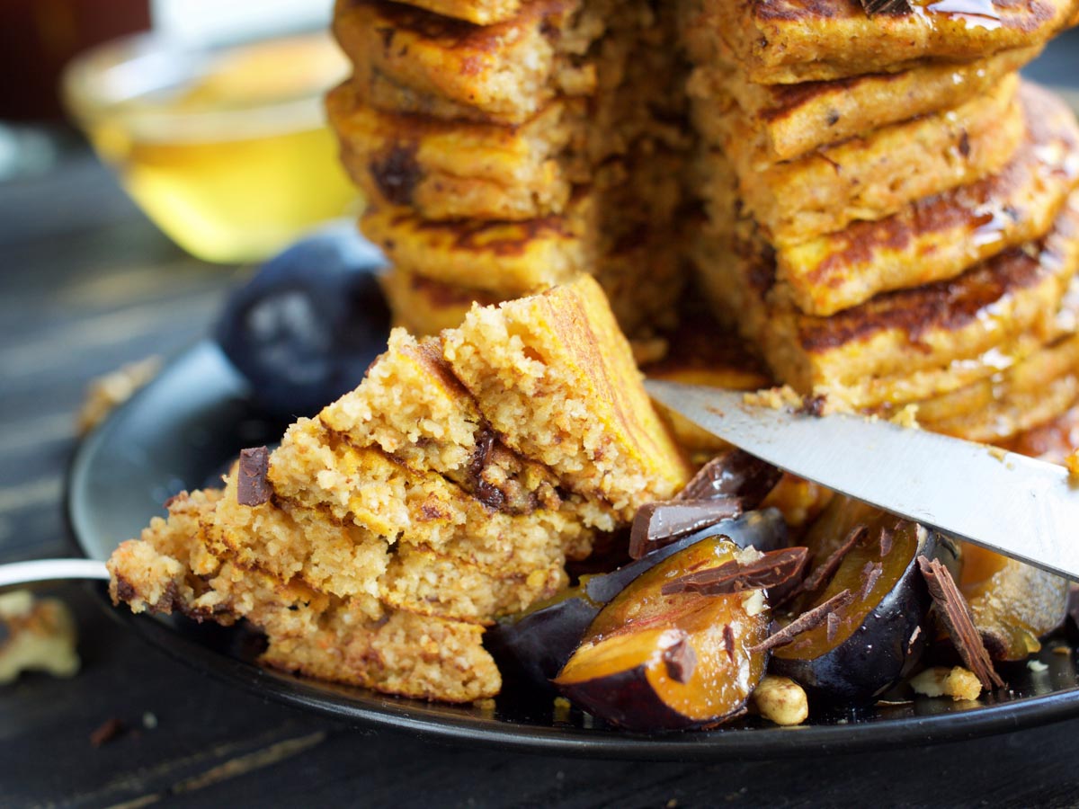 Vegan Sweet Potato Pancakes serving 