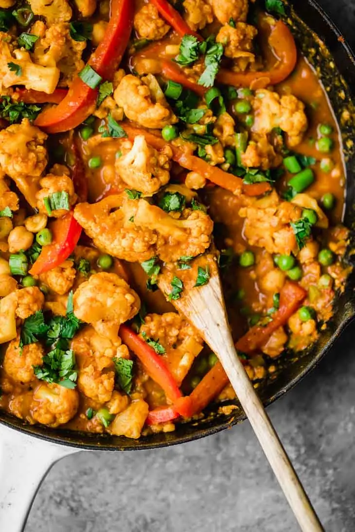 Thai Peanut Coconut Cauliflower Chickpea Curry