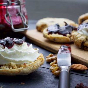 vegan scones with jam for tea