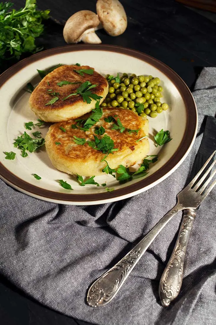 vegetarian Potato cutlets with mushrooms