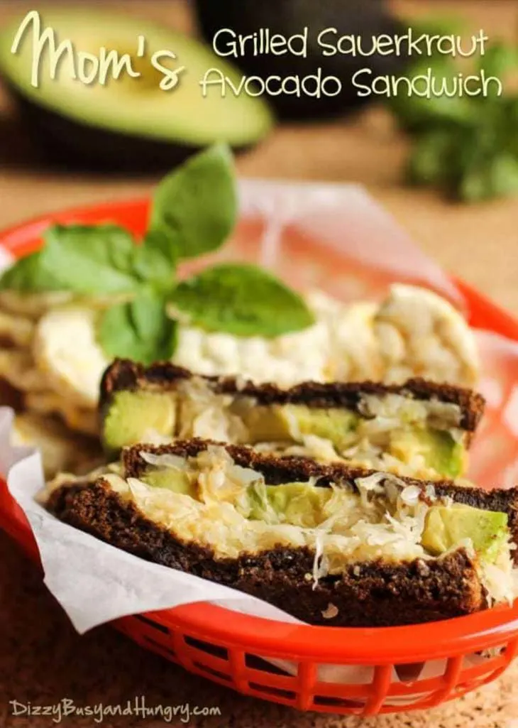 Mom's Grilled Sauerkraut Avocado Sandwich