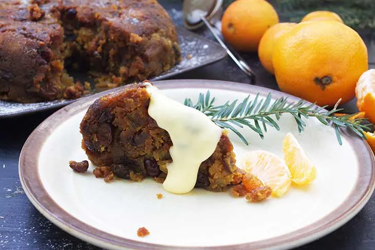 Vegan Christmas Pudding slice